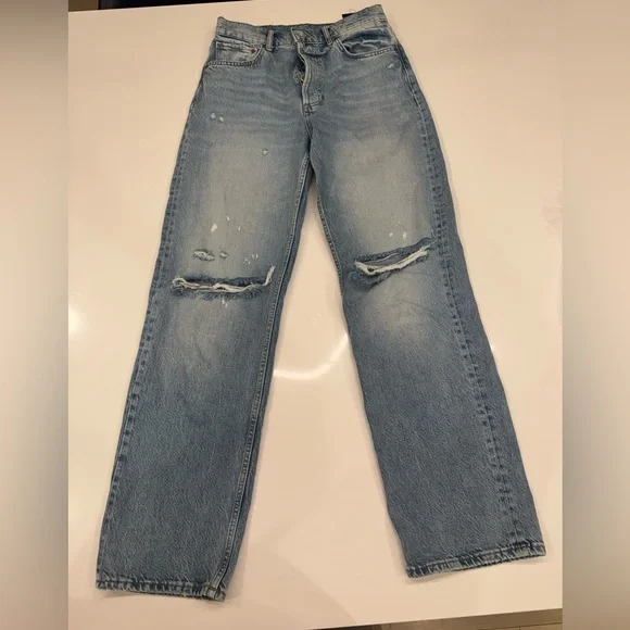 ZW COLLECTION HIGH-WAISTED SLIM RIPPED JEANS - Picture 2 of 4